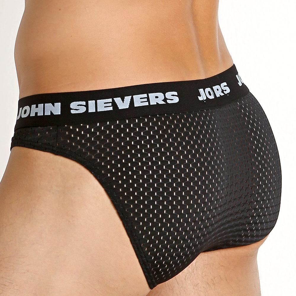 Stretch Mesh Natural Pouch Black Brief by John Sievers