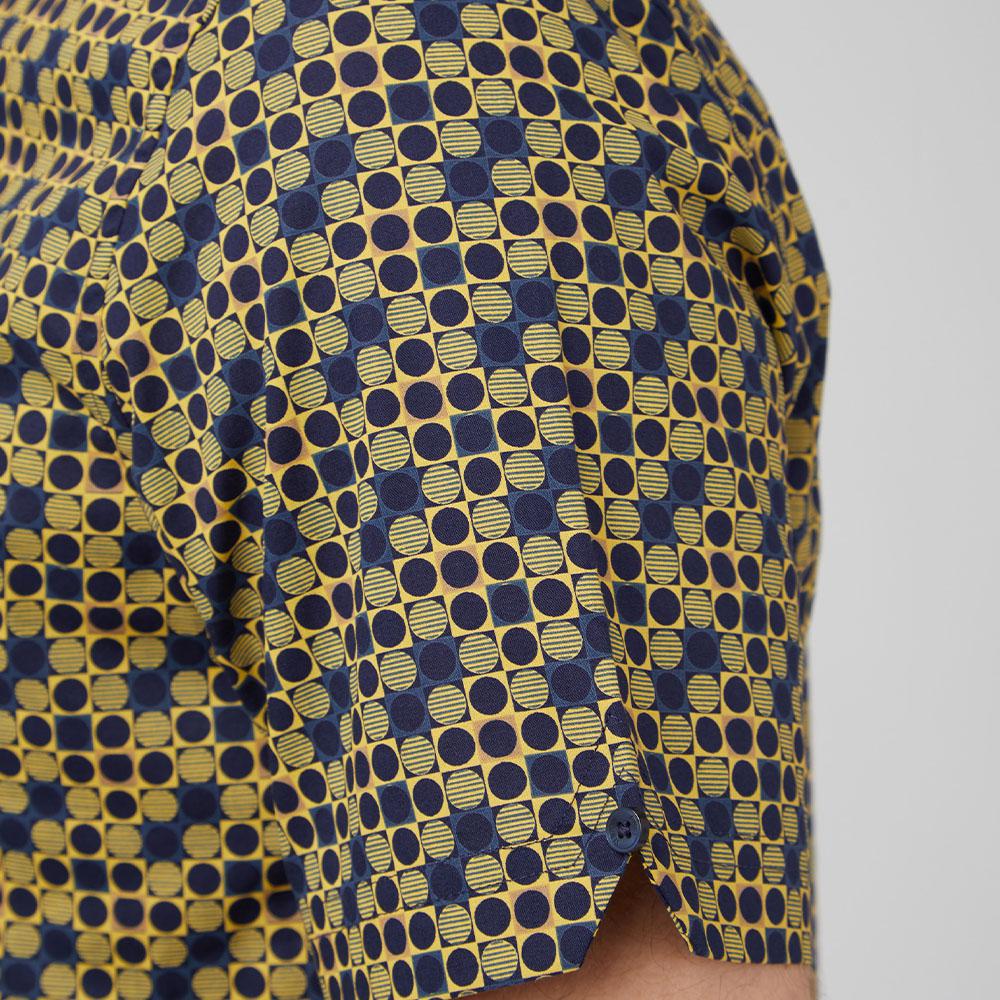 Mod Navy/Lemon Geometric Print Short Sleeve Shirt by Ben Sherman