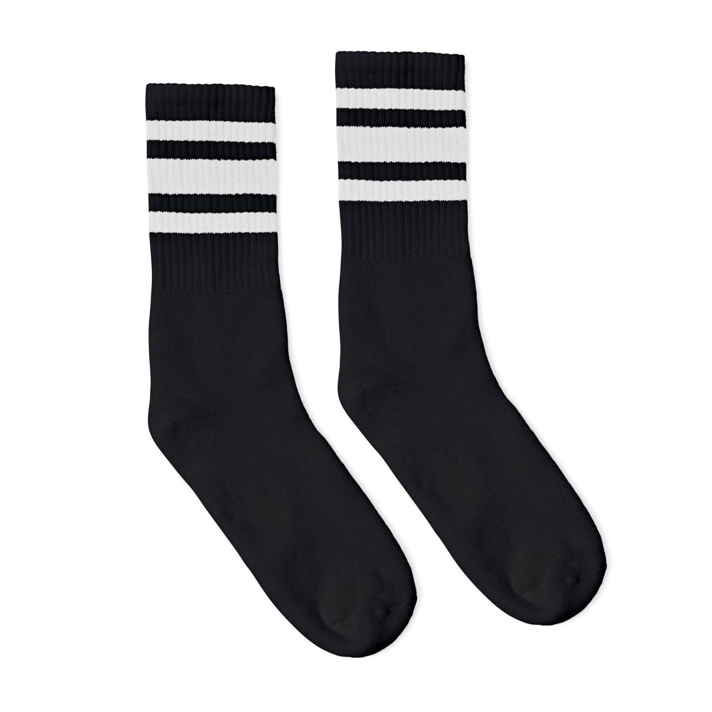 White Striped Black Crew Socks by SOCCO