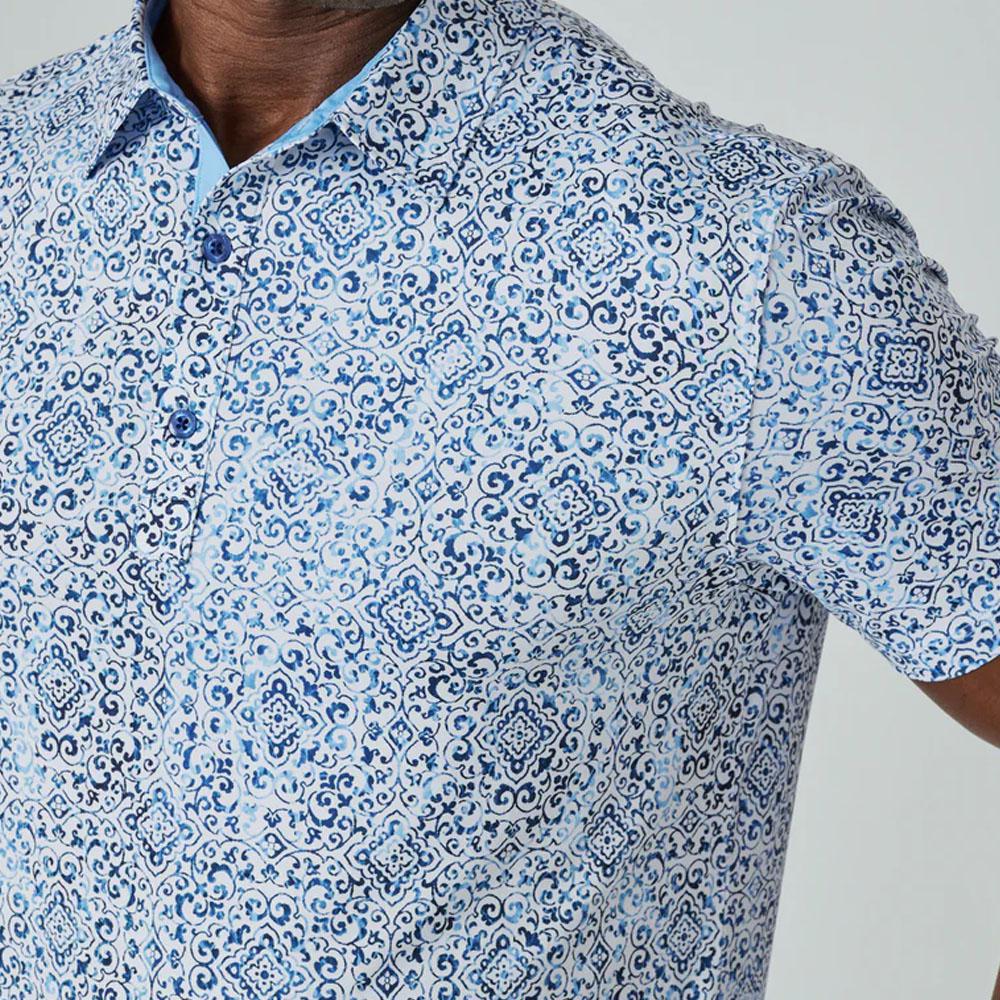 Tavira Blue Patterned Polo by 7Diamonds (SMP-1638)