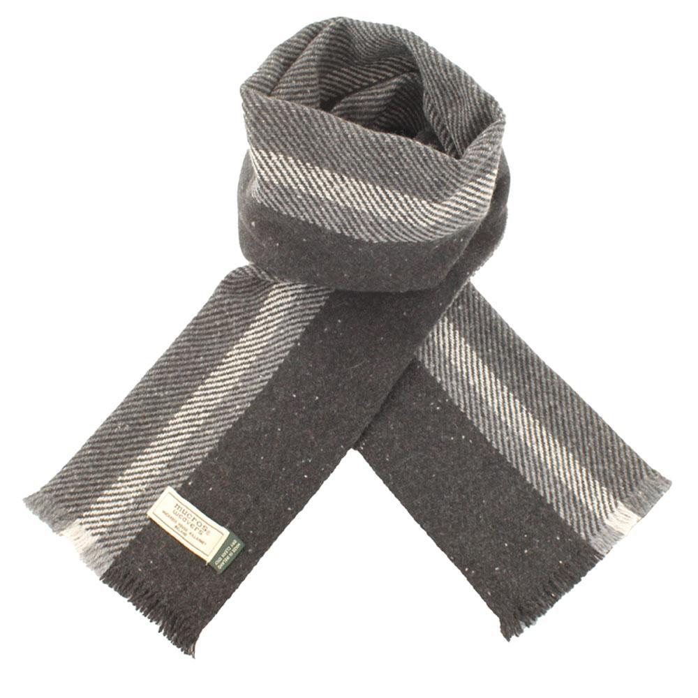 Charcoal/Grey Striped Soft Donegal Irish Wool Scarf by Mucros Weavers (SD32)