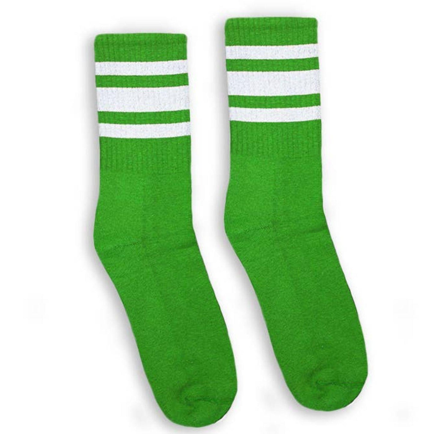White Striped Celtic Green Crew Socks by SOCCO