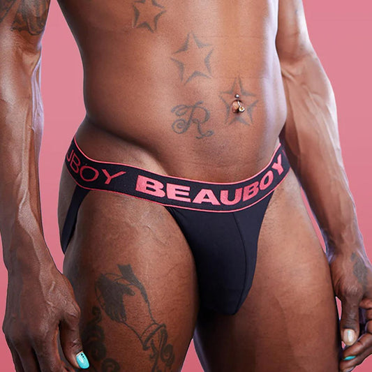 Coral/Black Core Jock by Beauboy Menswear
