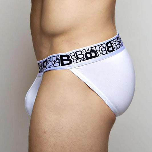 White Jock Brief B Logo by Beauboy Menswear
