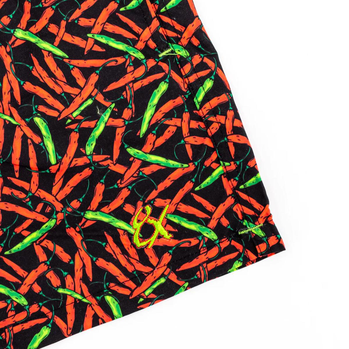Chili Pepper Black/Red Swim Trunks by Eight X