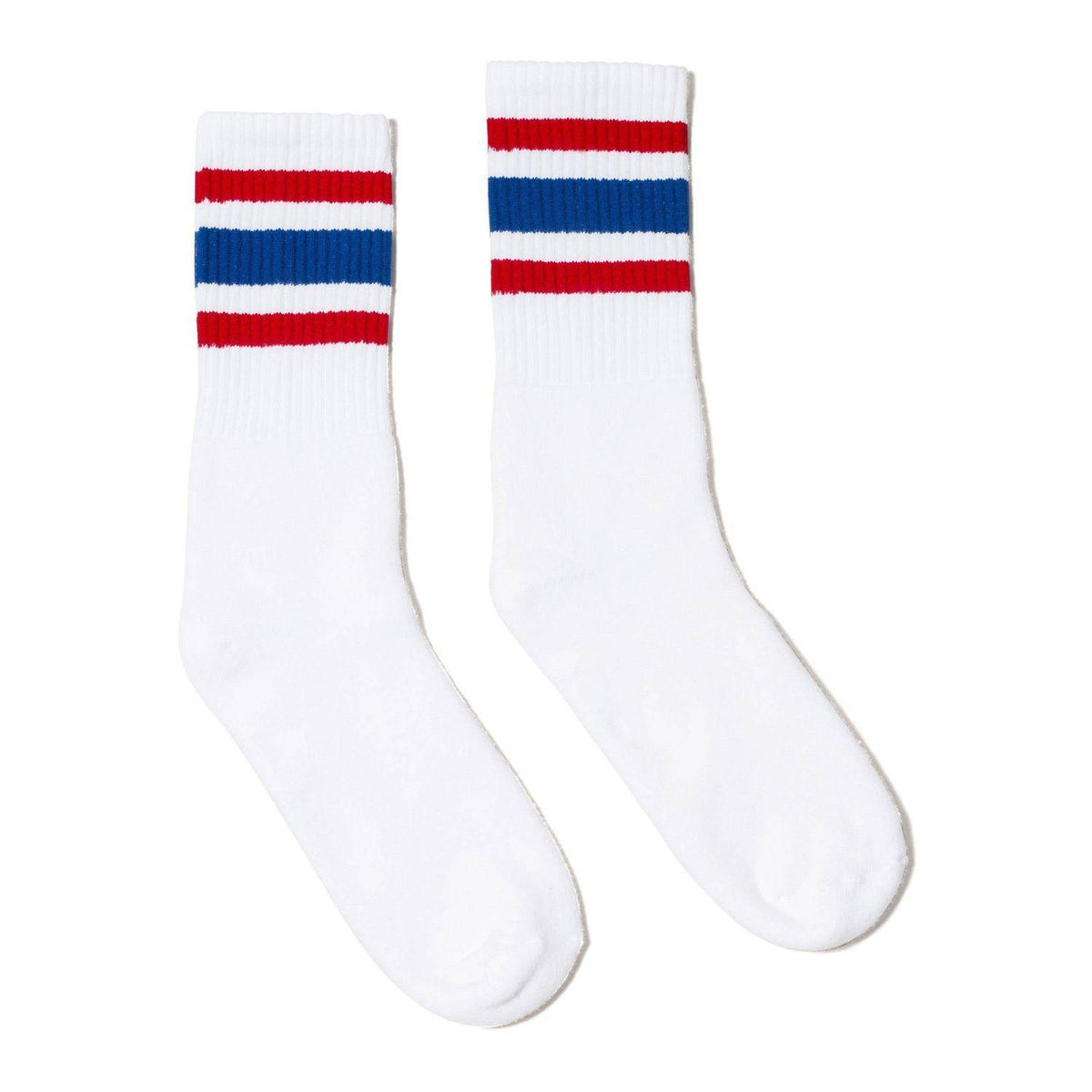 All American Striped White Crew Socks by SOCCO