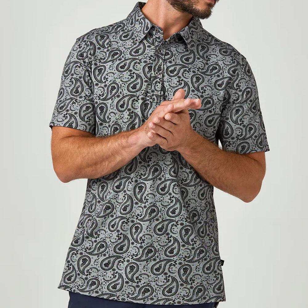 Palmer Grey Pima Paisley Polo by 7Diamonds (SMP-1569)