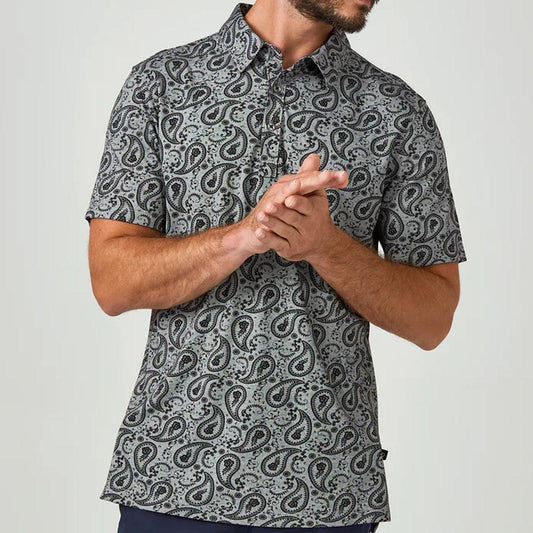 Palmer Grey Pima Paisley Polo by 7Diamonds (SMP-1569)