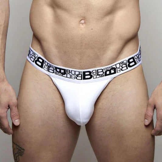 B Logo White Jock by Beauboy Menswear