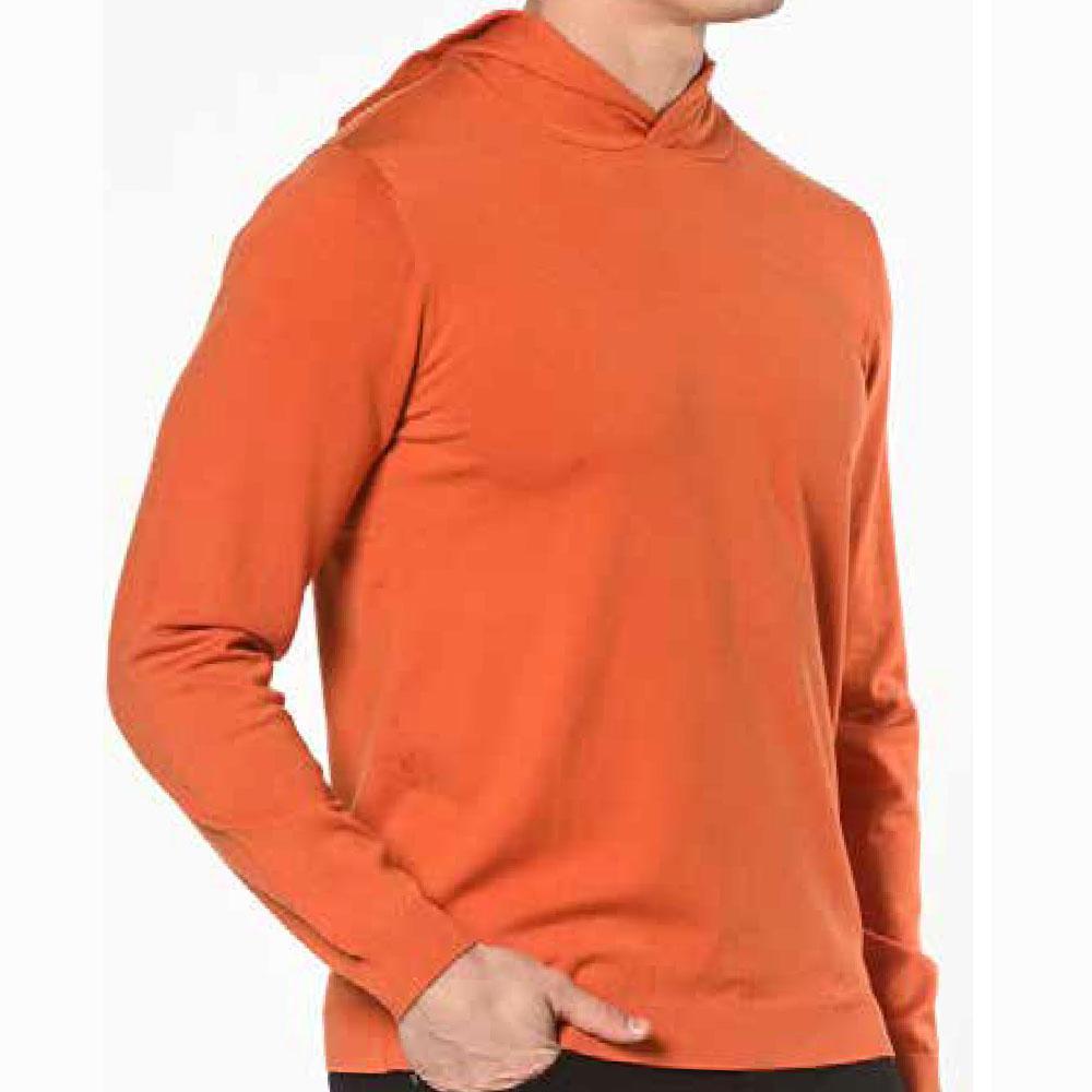 Sienna Orange Silk/Tencel Solid Knit Hoodie by Postmarc
