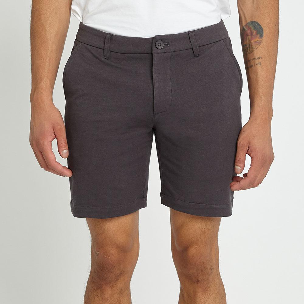 Shadow Grey 8" Inseam Solid Slub Knit Fleece Short by Postmarc (PM-2440-SHADOW GREY)