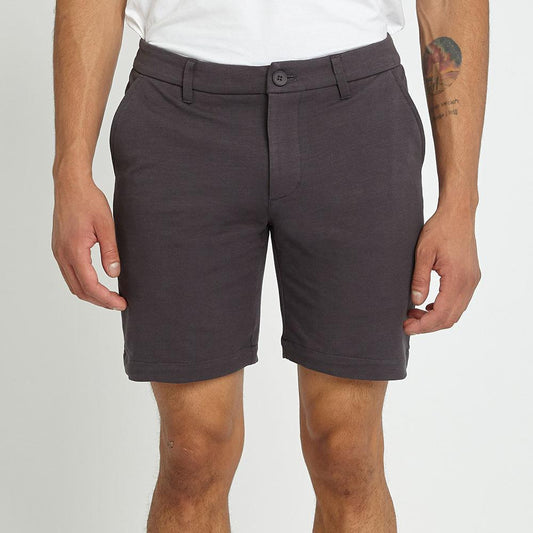 Shadow Grey 8" Inseam Solid Slub Knit Fleece Short by Postmarc (PM-2440-SHADOW GREY)