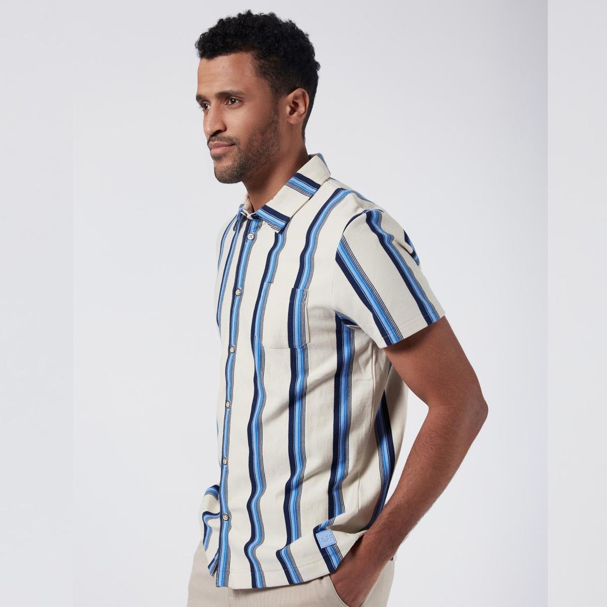 Fate White/Blue Striped Short Sleeve Shirt by 4funkyflavours