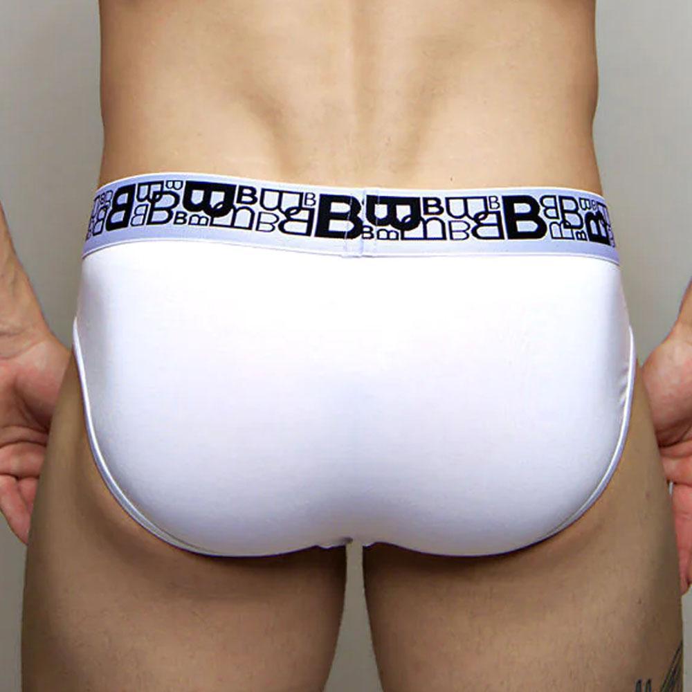 B Logo Classic White Brief by Beauboy Menswear