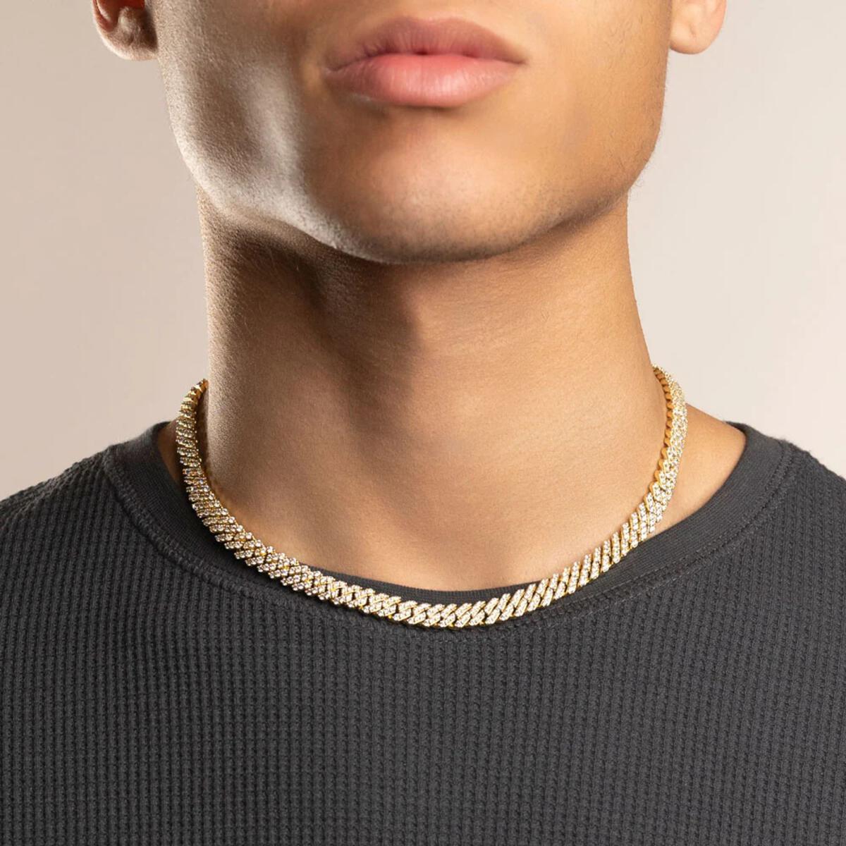 8MM Gold Straight Edge Diamond Cuban Chain by Gold Gods