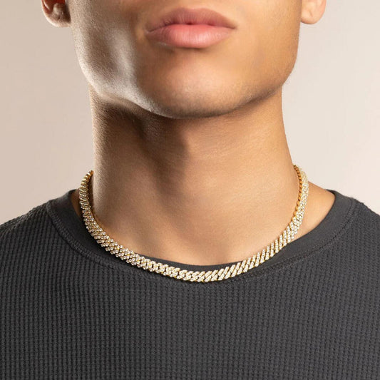 8MM Gold Straight Edge Diamond Cuban Chain by Gold Gods
