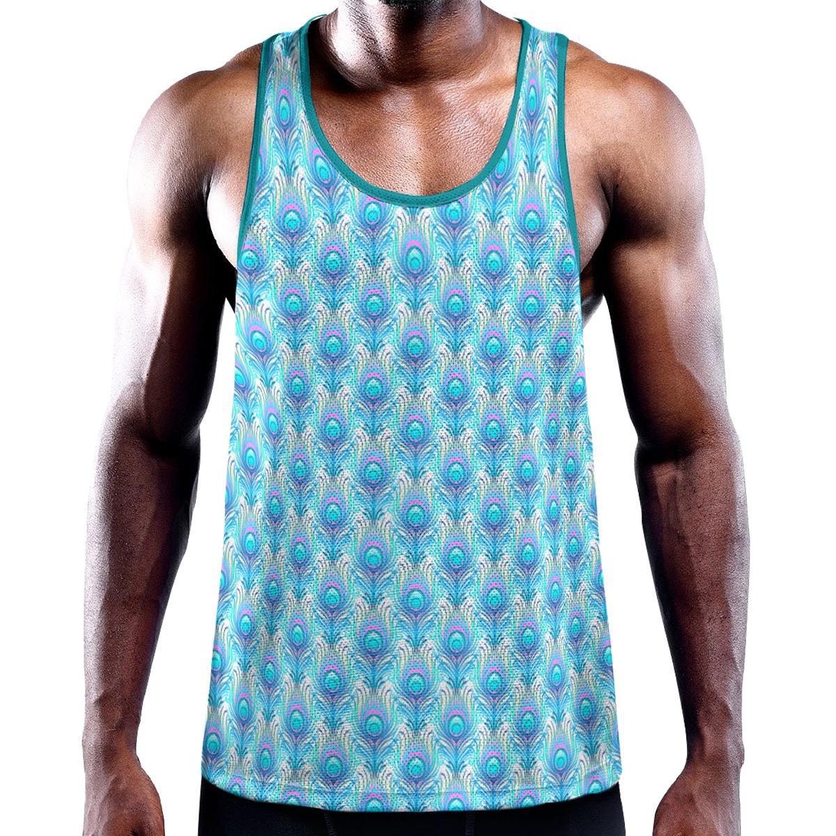 Peacocks White/Aqua Blue Y-Back Racer Tank from Assassin Menswear