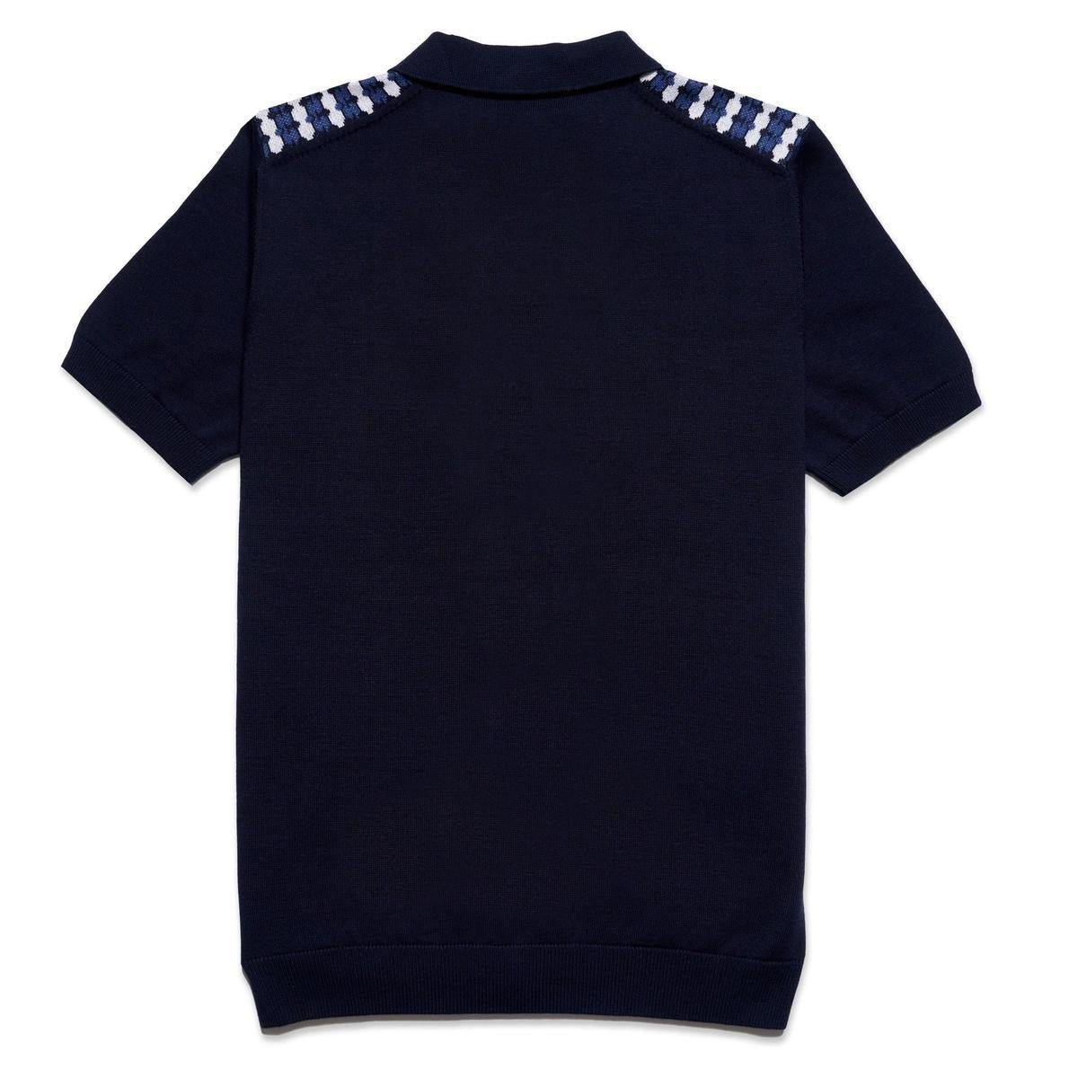 Navy Midnight Mosaic Knit Polo by Eight X