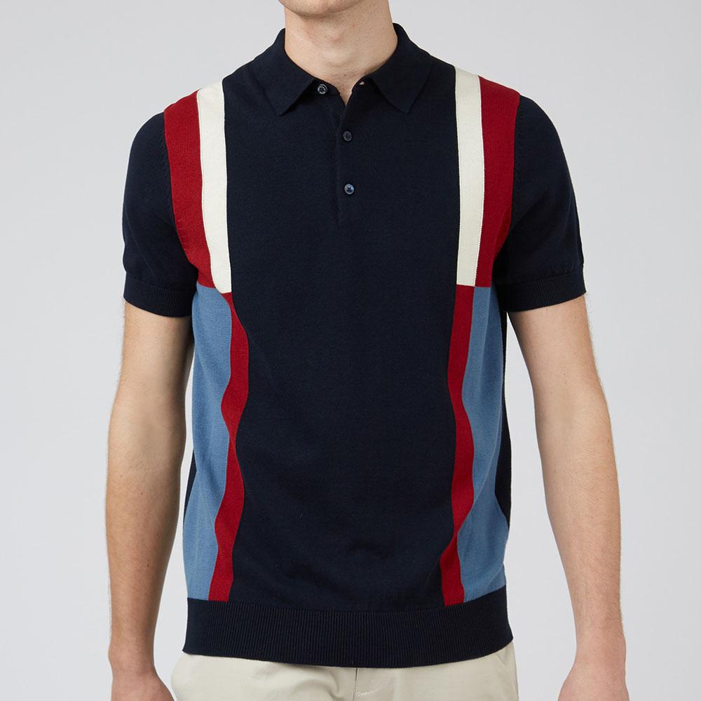Signature Colorblock Mod Knit Dark Navy Polo by Ben Sherman