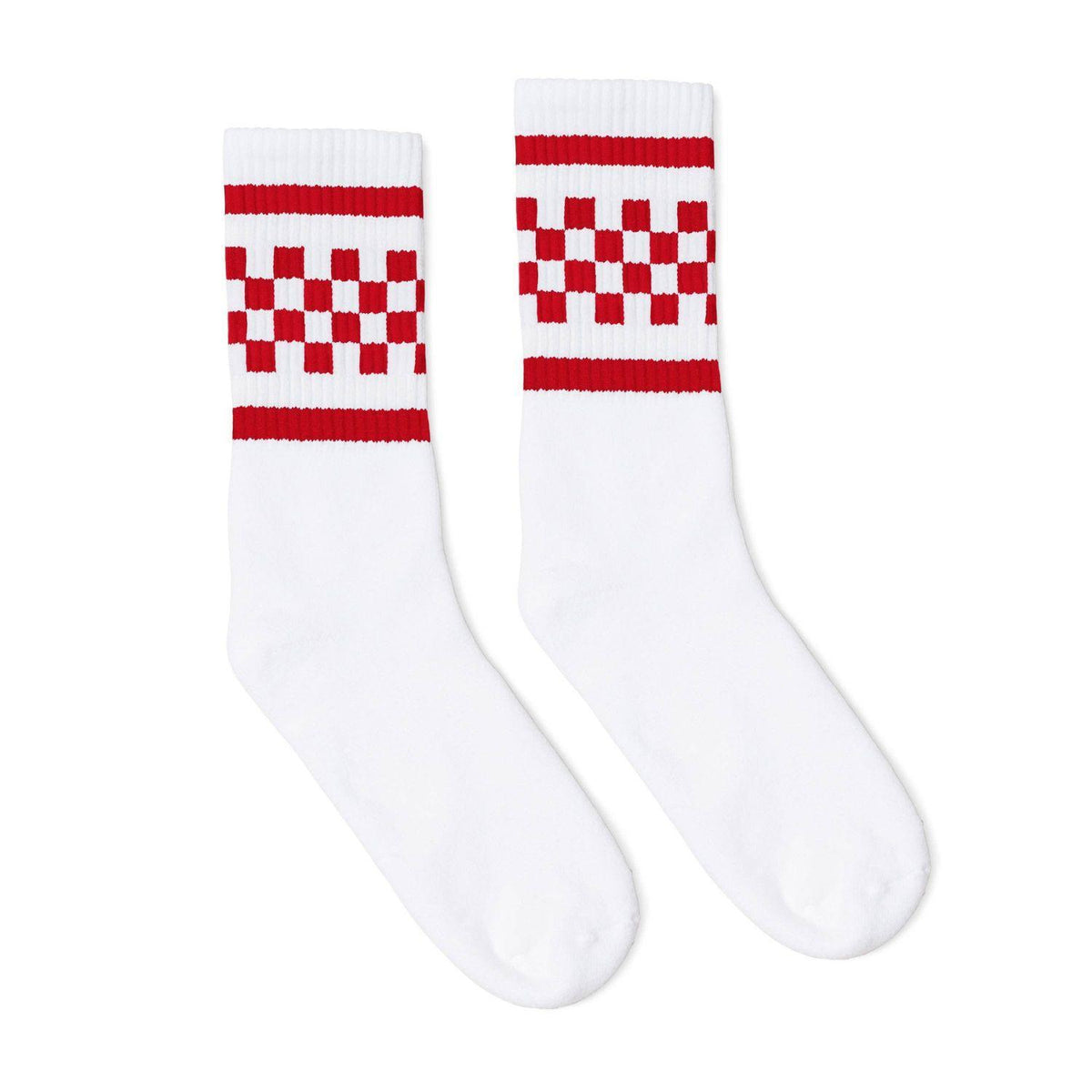 Red Checkered White Crew Socks by SOCCO