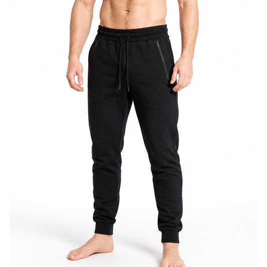 Soft Touch Black Cotton Joggers with Side Trim