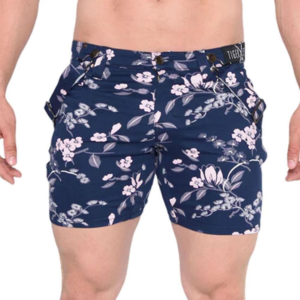 Zain Blue Blossom Limited Edition Shorts with Fashion Straps by TigerXHorse Denim