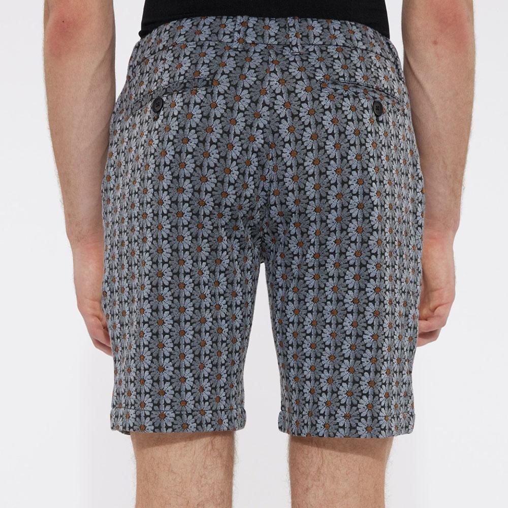 Grey Floral 8" Inseam Knit Textured Jacquard Shorts by Postmarc (PM-2504)
