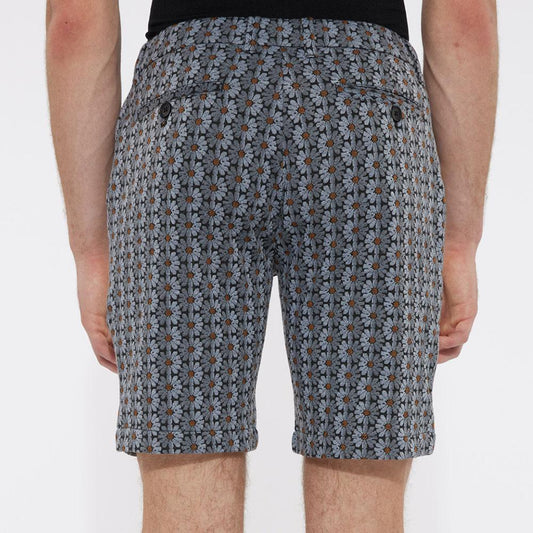 Grey Floral 8" Inseam Knit Textured Jacquard Shorts by Postmarc (PM-2504)