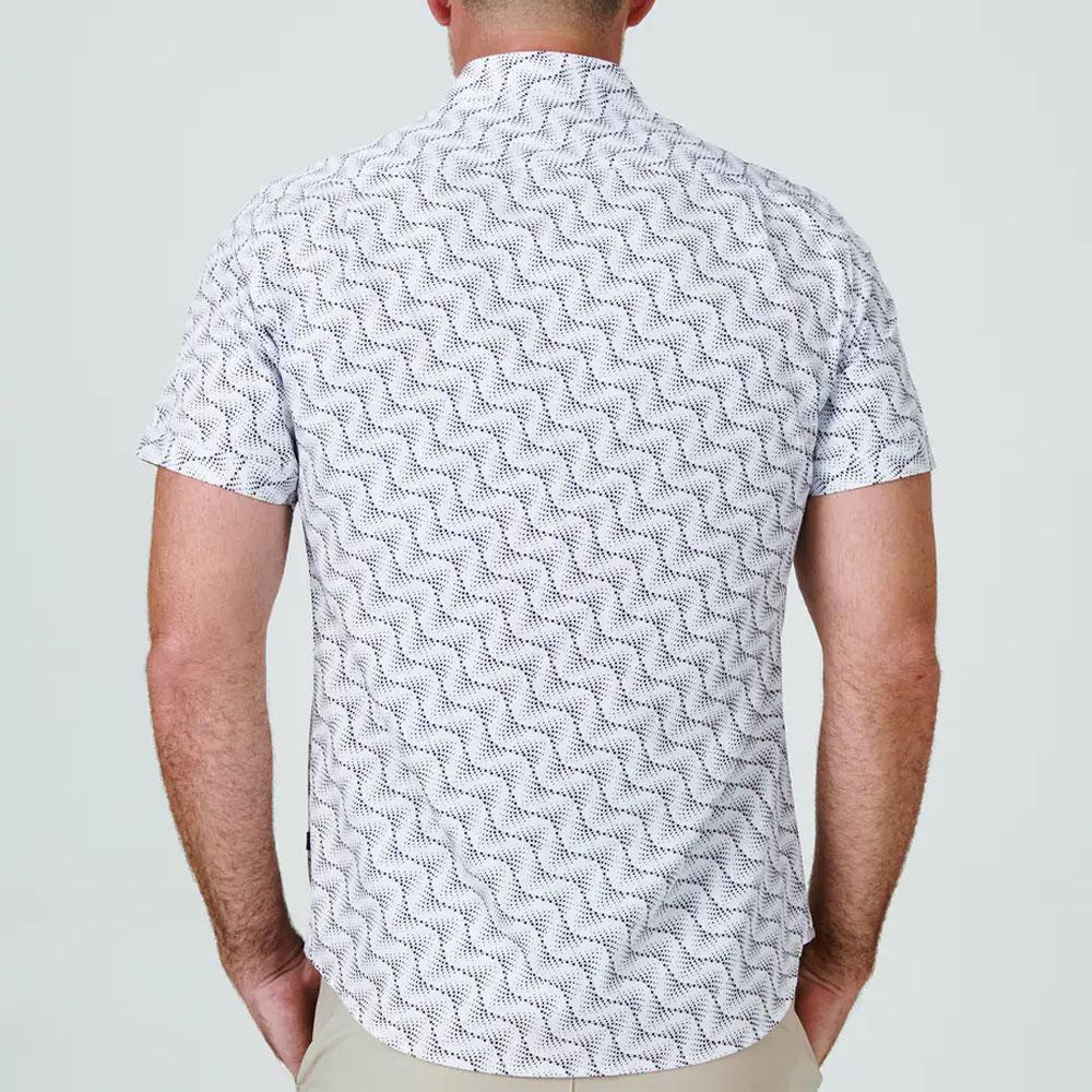 Gold Coast White/Pink/Navy Geometric Print Short Sleeve Shirt by 7 Diamonds