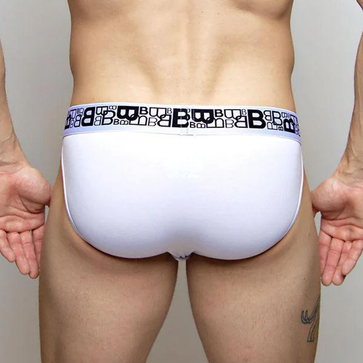 White Jock Brief B Logo by Beauboy Menswear