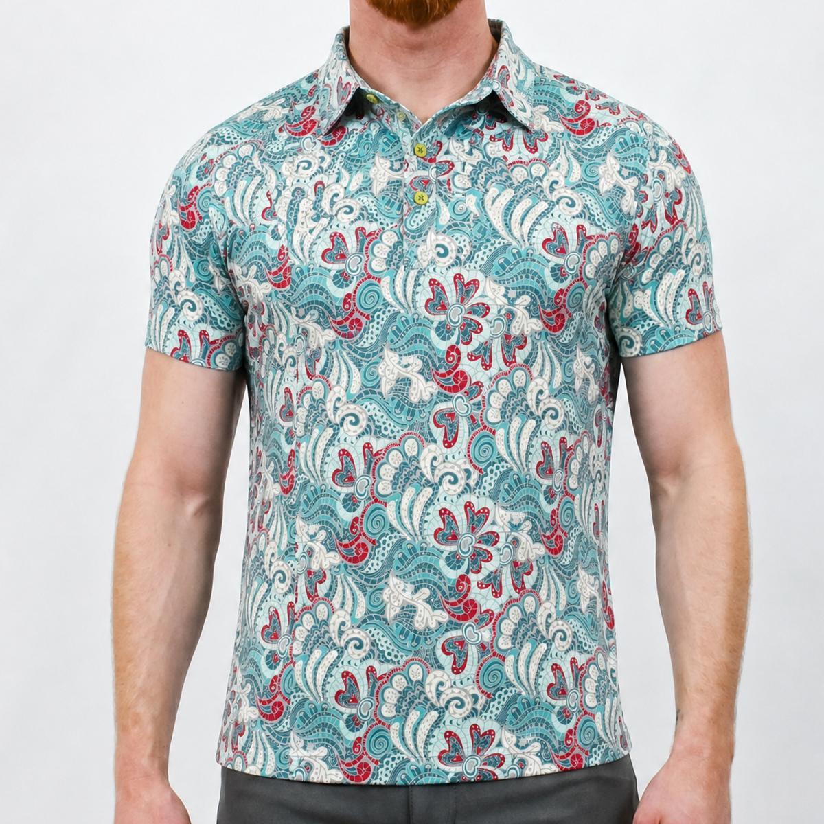 Ocean Paisley Short Sleeve Polo Shirt