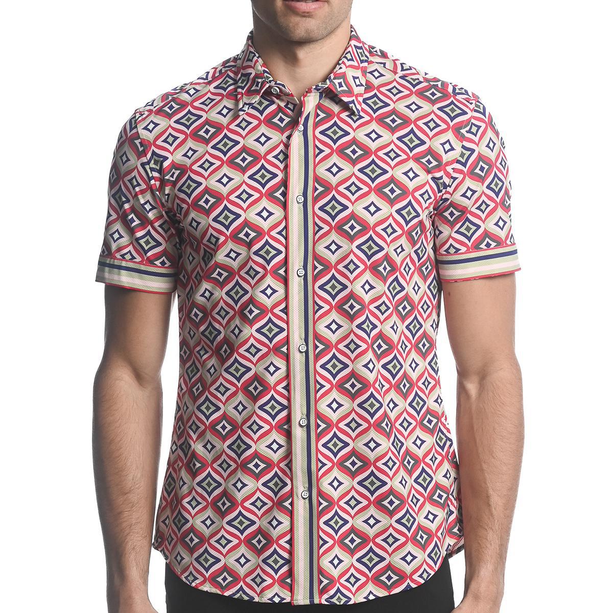 Navy/Ivy Stars Performance Stretch Short Sleeve Shirt by Postmarc