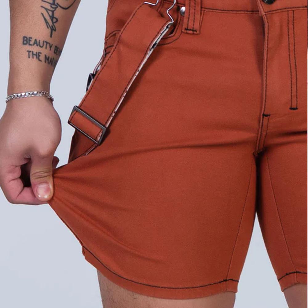 Charlie Earth Burnt Orange Shorts with Fashion Straps by TigerXHorse Denim
