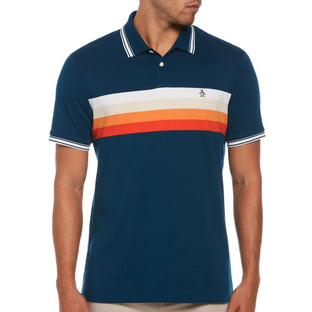 Poseidon Blue Chest Stripe Cotton Polo by Original Penguin