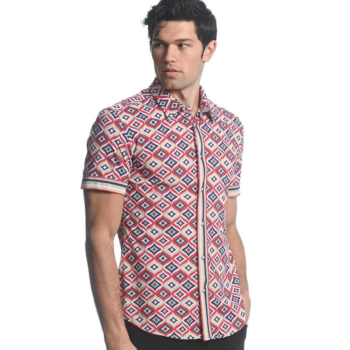 Navy/Ivy Stars Performance Stretch Short Sleeve Shirt by Postmarc