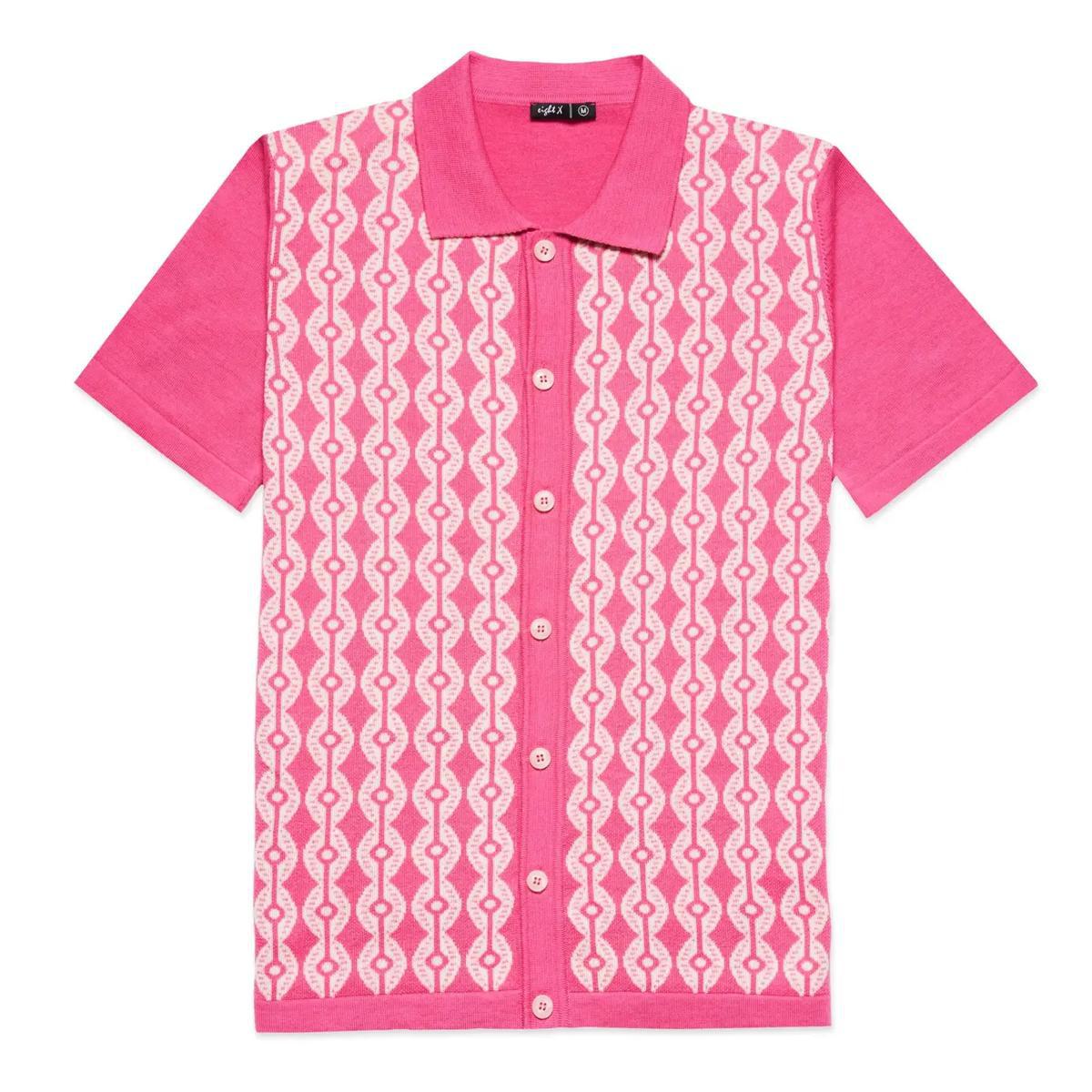 Pink Chain Link Knit Polo by Eight X