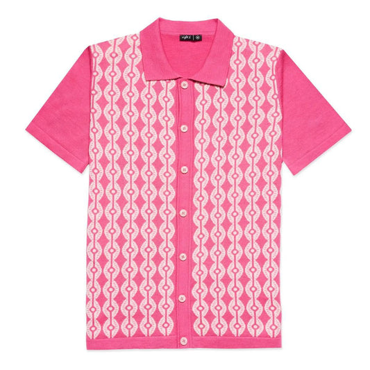 Pink Chain Link Knit Polo by Eight X