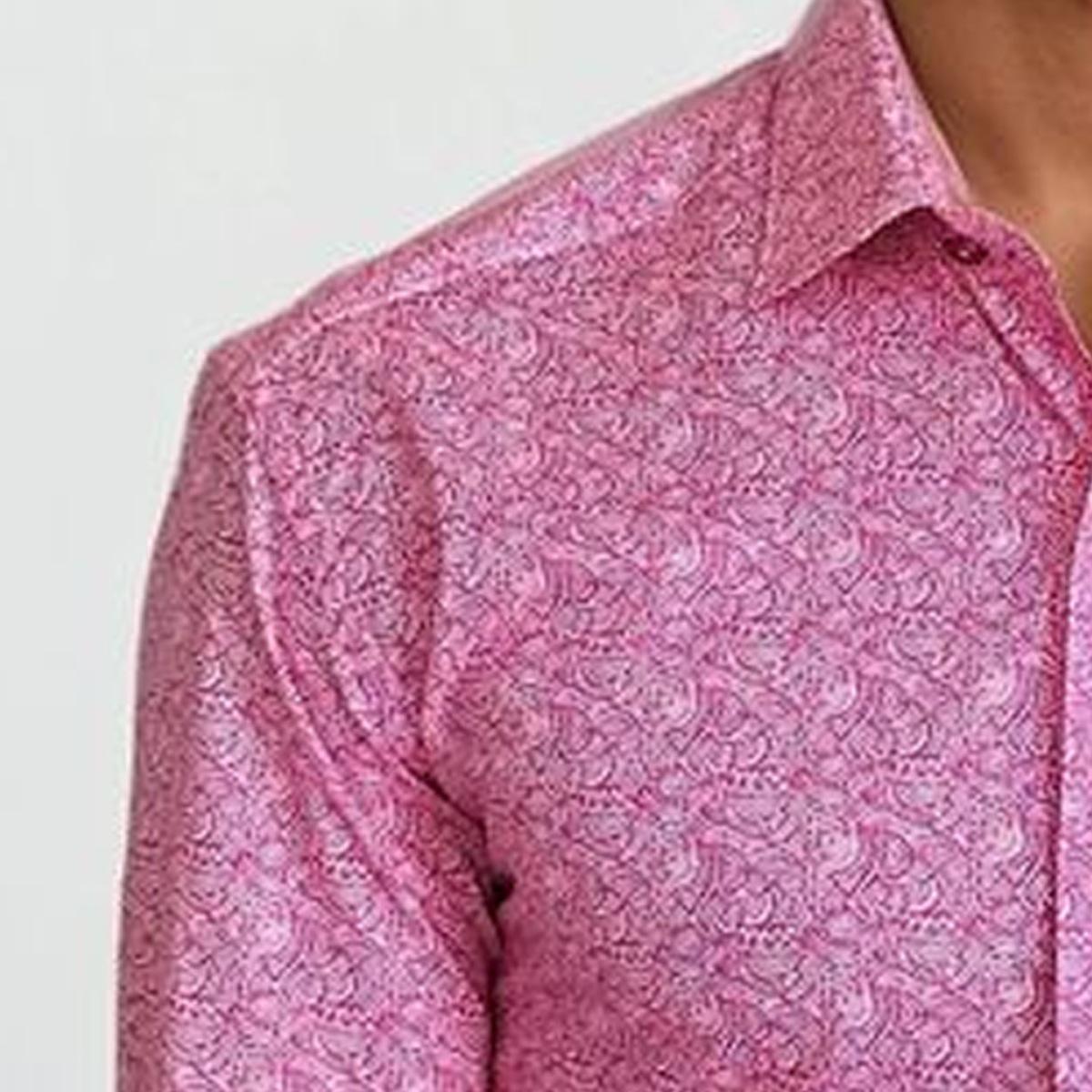 Seraphina Pink Floral Cotton Long Sleeve Shirt by Masutto
