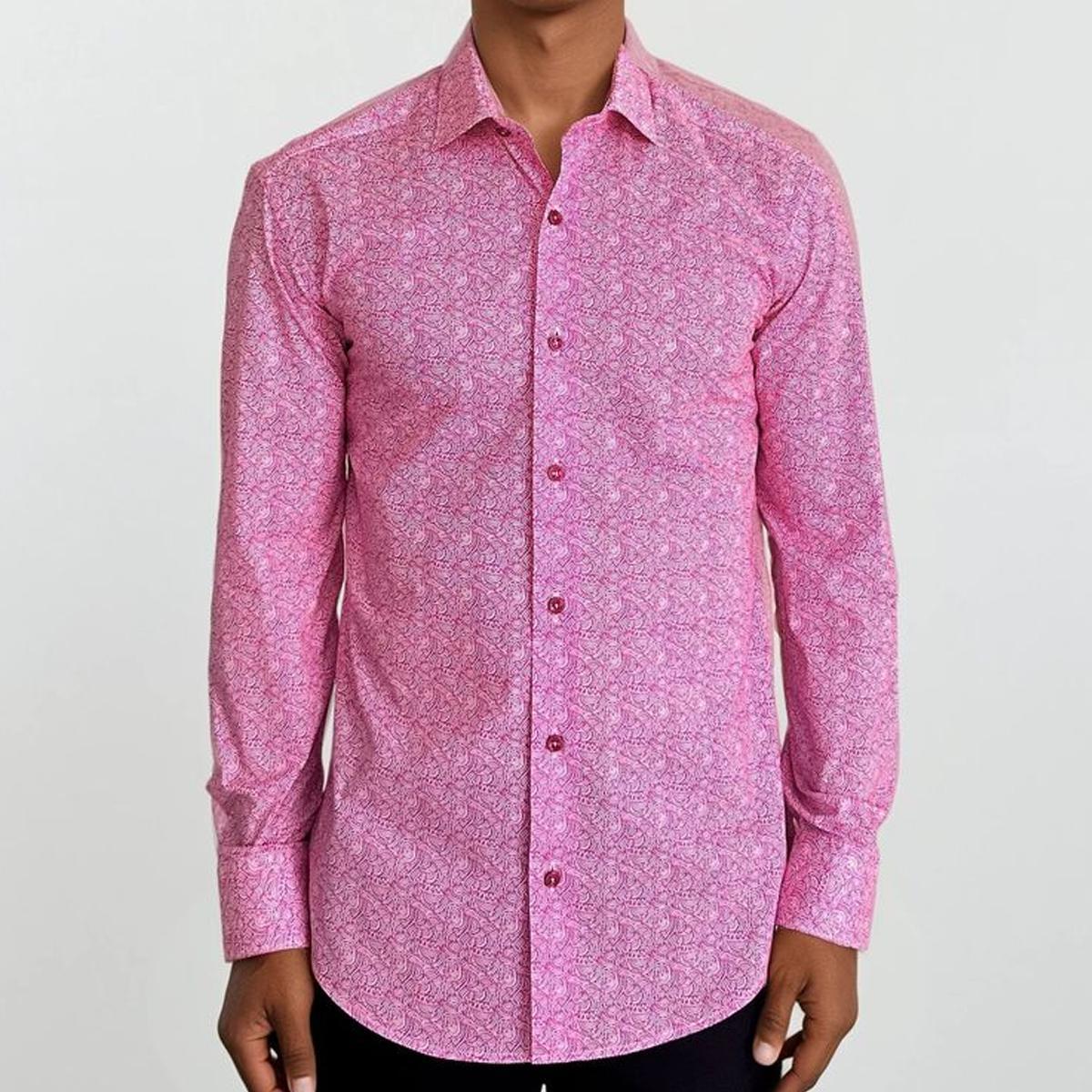 Seraphina Pink Floral Cotton Long Sleeve Shirt by Masutto