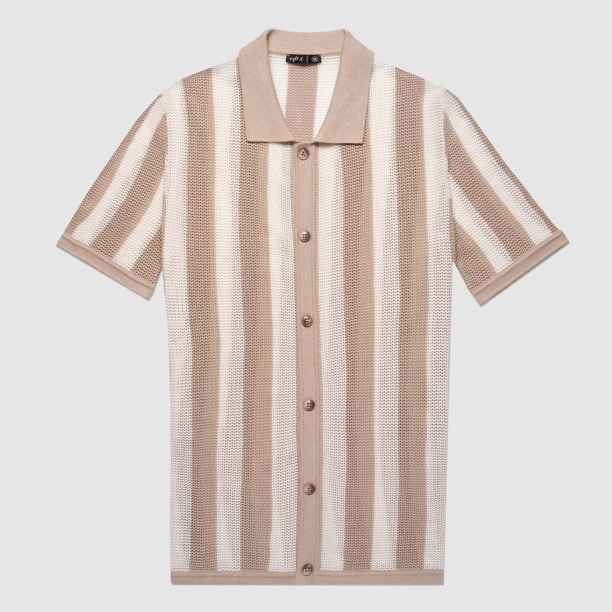Beachside Sand Short Sleeve Button Up Shirt by Eight X