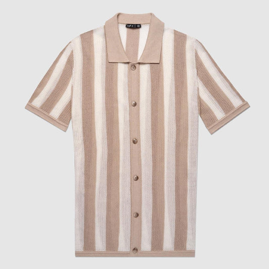 Beachside Sand Short Sleeve Button Up Shirt by Eight X