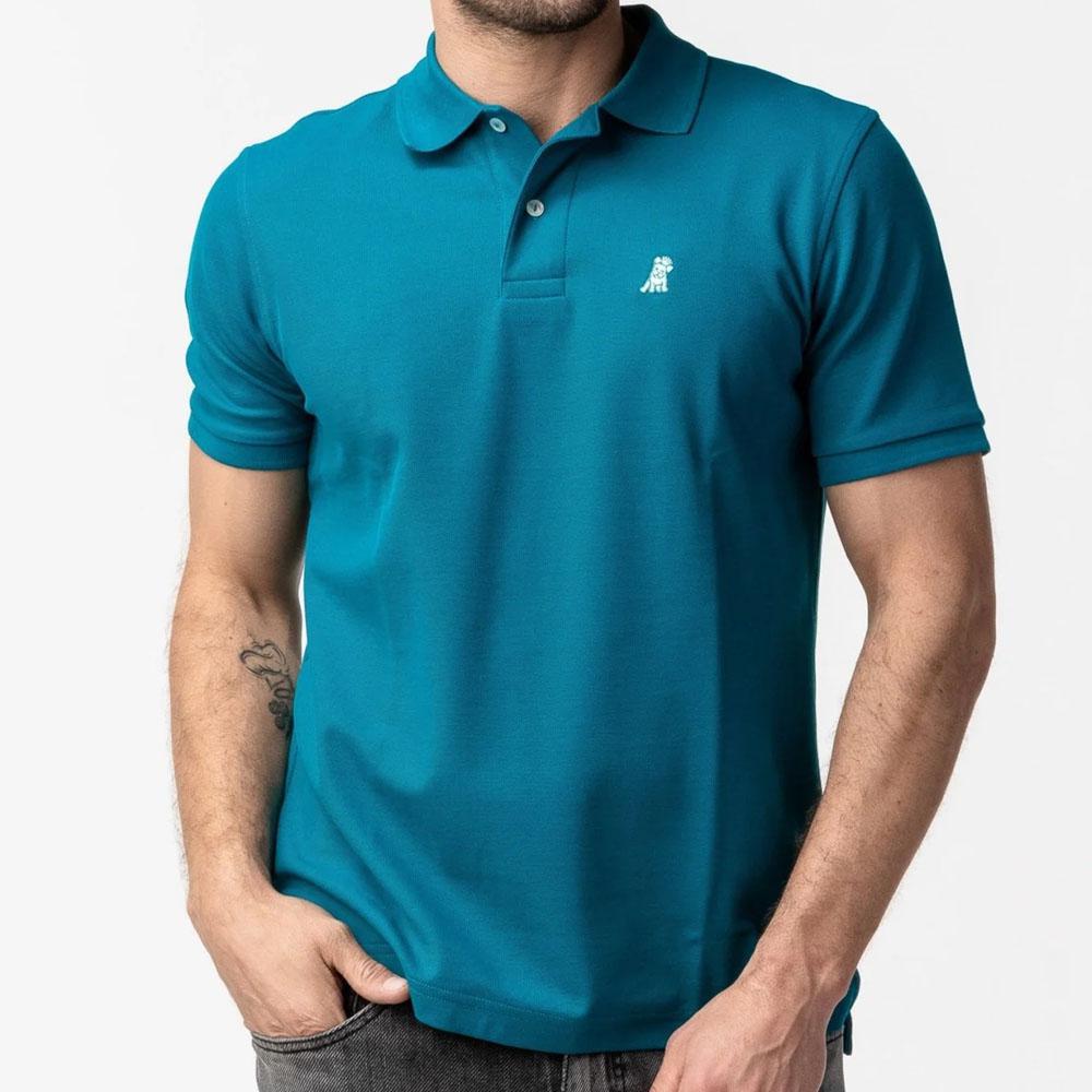 Teal Regular Fit Polo Shirt with French Bulldog Logo by James Bark
