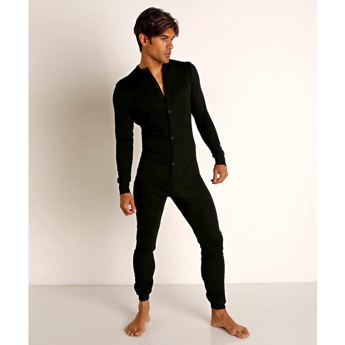 Black American Classic Back Flap Union Suit by Rick Majors