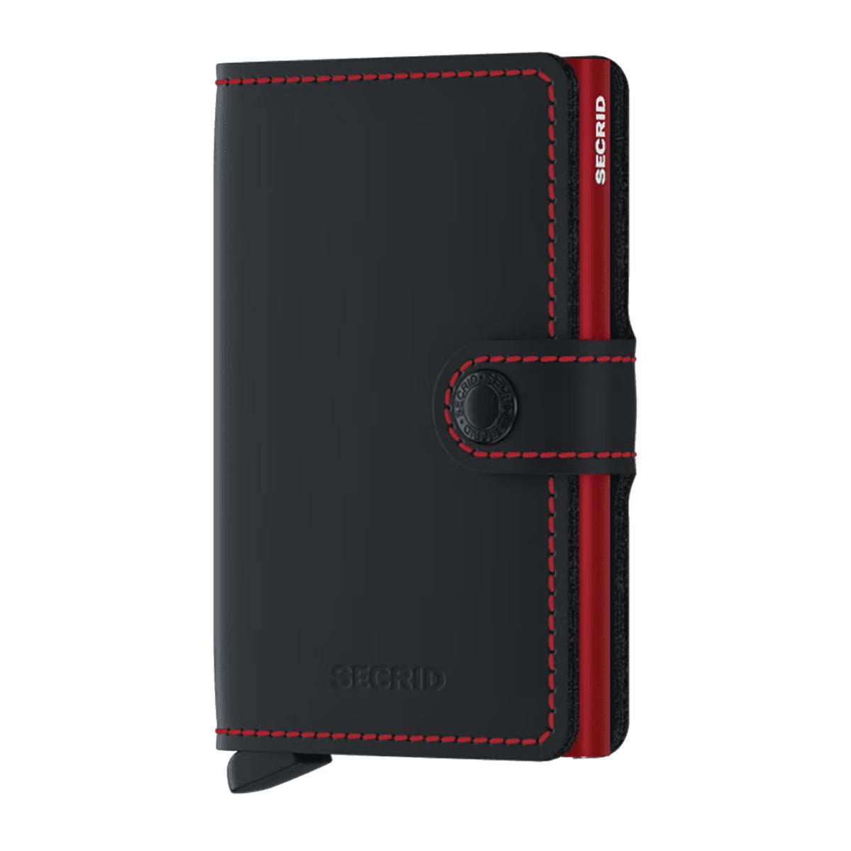 Matte Black and Red Miniwallet by Secrid Wallets