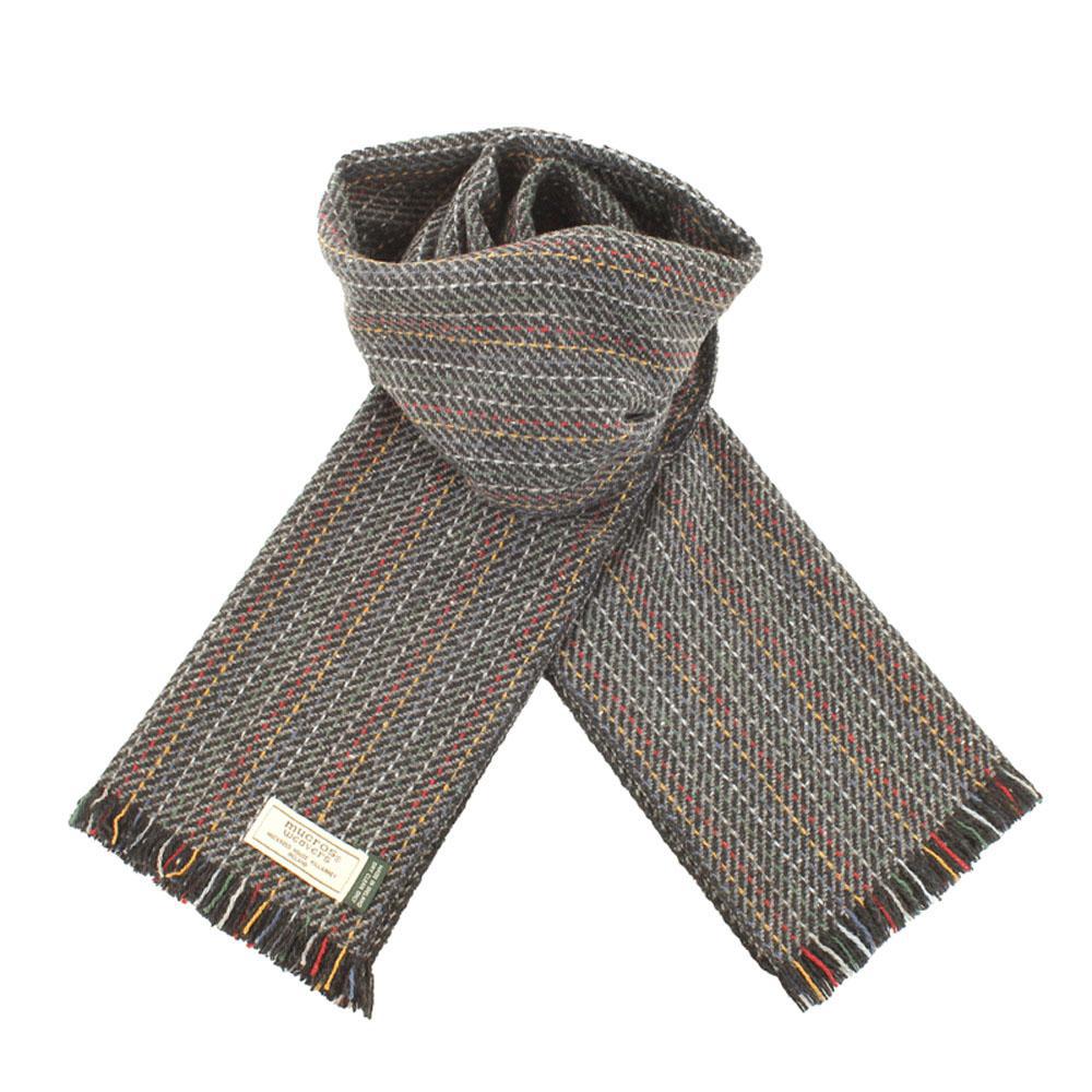 Grey/Multicolor Dotted Stripe Soft Donegal Irish Wool Scarf by Mucros Weavers (SD15)
