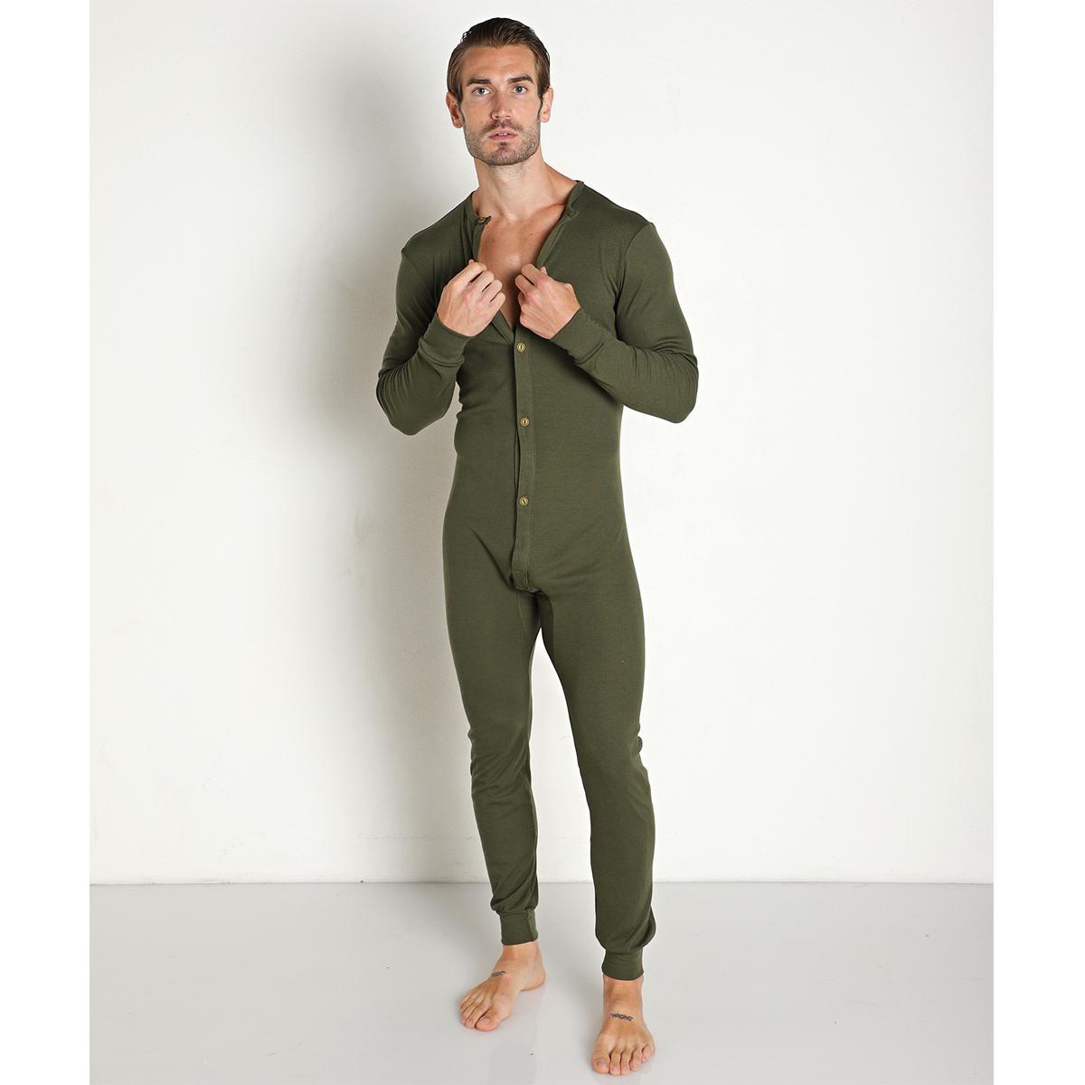 Army Green American Classic Back Flap Union Suit by Rick Majors