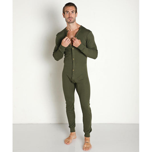 Army Green American Classic Back Flap Union Suit by Rick Majors