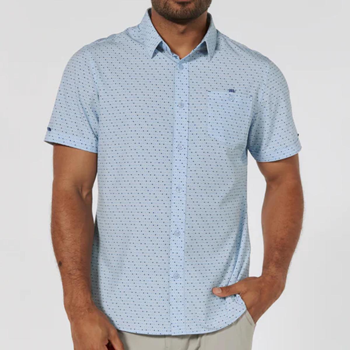 Montague Light Blue Print Short Sleeve Shirt by 7 Diamonds