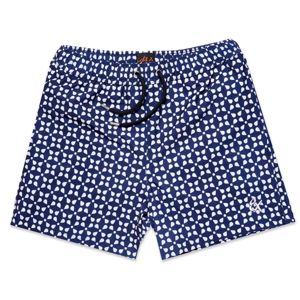 Mosaic Drift Navy Swim Trunks by Eight X