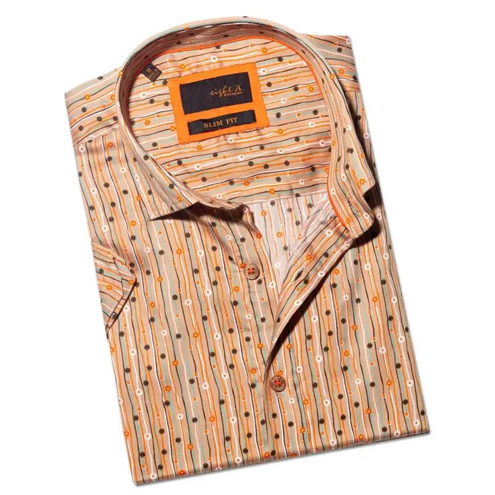 Sunny Summer Afternoon Brown Floral Short Sleeve Shirt by Eight X